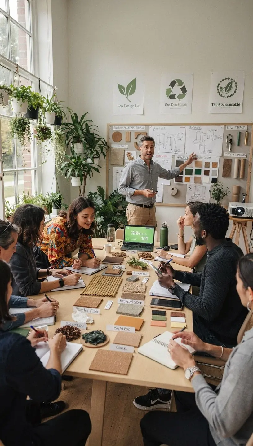 Jasny korytarz z dekoracyjnymi obrazami i roślinami doniczkowymi.